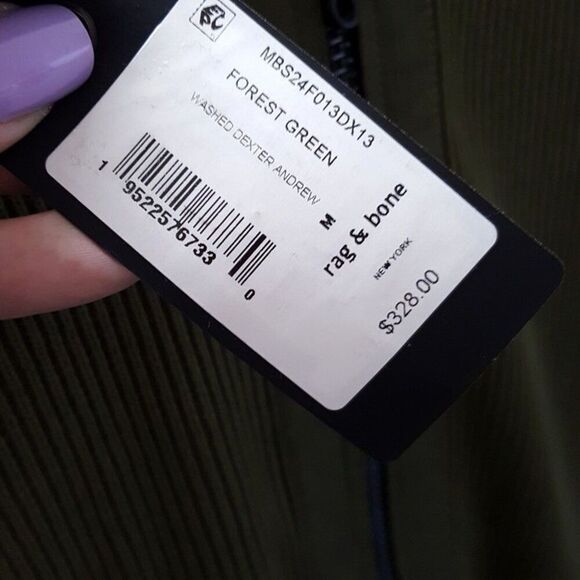 RAG & BONE Sweater Mens Medium Green Zip Up Rib Knit Washed Dexter Andrew $328 - Picture 8 of 11